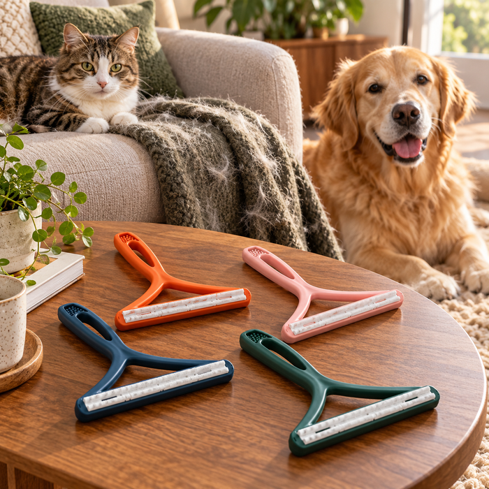 Raclettes anti-poils Compelio en quatre coloris dans un salon